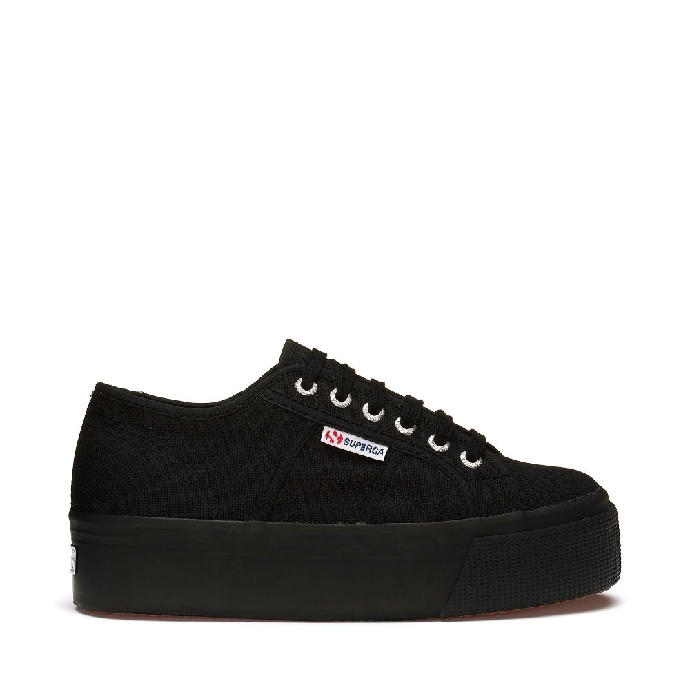 Superga 2790 Platform Black Platform Sneakers - Women's USA | US1877896